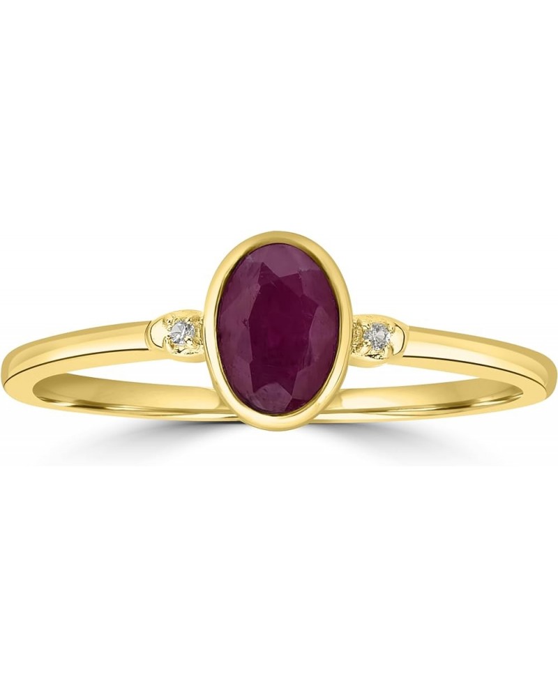 Kate 14k Gold over Sterling Silver and Sterling Silver Genuine Gemstone Stackable Oval Ring, Sizes 6-8 8 14k Gold Over Sterli...