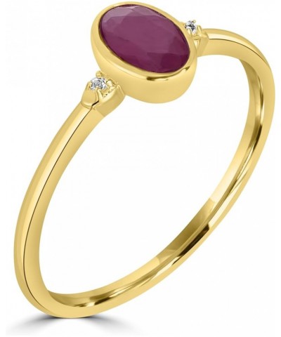 Kate 14k Gold over Sterling Silver and Sterling Silver Genuine Gemstone Stackable Oval Ring, Sizes 6-8 8 14k Gold Over Sterli...