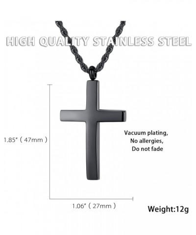 Jewelry Mens Womens Stainless Steel Cross Pendant Necklace Twist Rope Chain, 20-22 Inch Black Pendant + 20'' Twist Rope Chain...