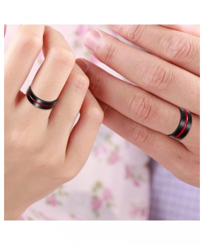 Black Titanium Steel Red Line LGBT Pride Ring for Gay & Lesbian Promise Engagement Wedding Bands Y1599 Men $6.35 Rings