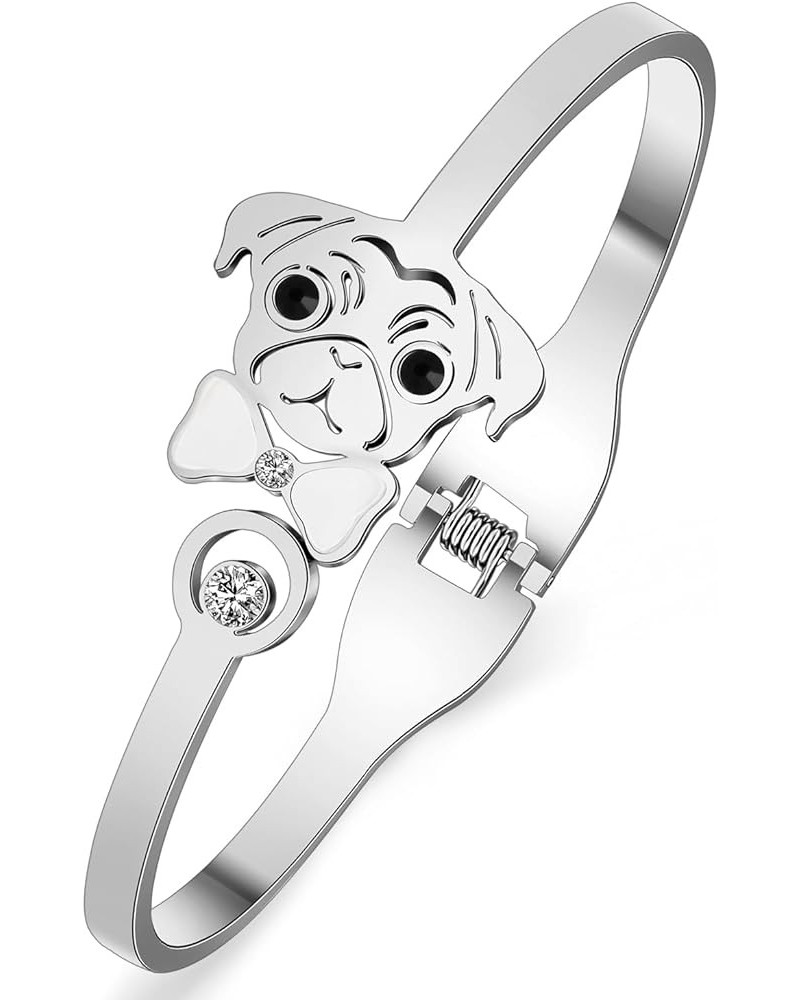 Matching Dog Bracelets Bangle Jewelry Stainless Steel 18K Gold Bracelets for Women Girls Charms Dachshund Gifts Silver Pug Br...