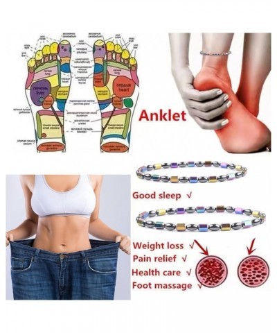 4Pcs Anti Swelling Obsidian Anklet Hematite Bracelets Slimming Anklet for Women A:4pcs obsidian anklet $6.43 Anklets