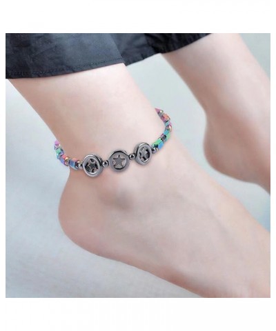 4Pcs Anti Swelling Obsidian Anklet Hematite Bracelets Slimming Anklet for Women A:4pcs obsidian anklet $6.43 Anklets