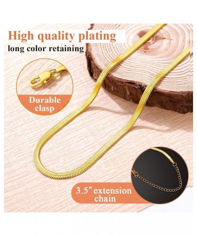 Stunning Choker Herringbone Chains for Women Stainless Steel 18K Gold/Rose Gold Plated Snake Chain Necklaces 3MM/5MM Width 12...