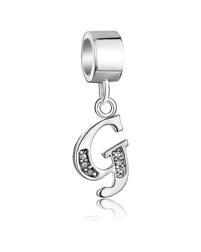 Sterling Silver Alphabet Beads A Letter Initial Spacer Dangle Clear Synthetic Crystal Charm G $8.61 Bracelets