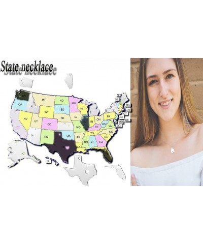 State Necklace Pendant Country Map Pendant Charm Jewelry Gift for Women Teens Alabama $6.78 Necklaces