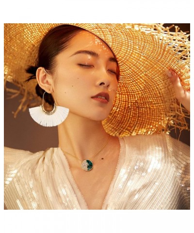 9-12 Pairs Rattan Earrings for Women Handmade Boho Tassel Earrings Lightweight Acrylic Earrings Set D $12.38 Earrings