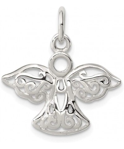 925 Sterling Silver Polished Filigree Religious Guardian Angel Charm Pendant Necklace 18mm Jewelry Gifts for Women $20.35 Nec...