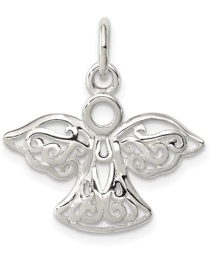 925 Sterling Silver Polished Filigree Religious Guardian Angel Charm Pendant Necklace 18mm Jewelry Gifts for Women $20.35 Nec...