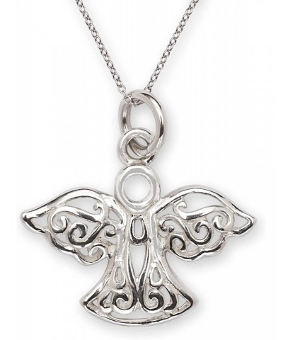 925 Sterling Silver Polished Filigree Religious Guardian Angel Charm Pendant Necklace 18mm Jewelry Gifts for Women $20.35 Nec...