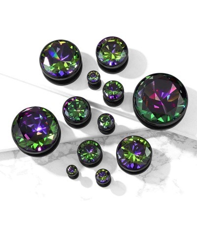 Dynamique Pair Of Vitrail Medium CZ Set Black PVD Over 316L Surgical Steel Screw Fit Flesh Tunnel Plugs T: 22mm $10.92 Body J...