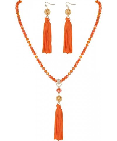 Long Beaded Strand Necklace with Tassel for Women Fashion Jewelry White, 33 inches Orange $10.91 Necklaces