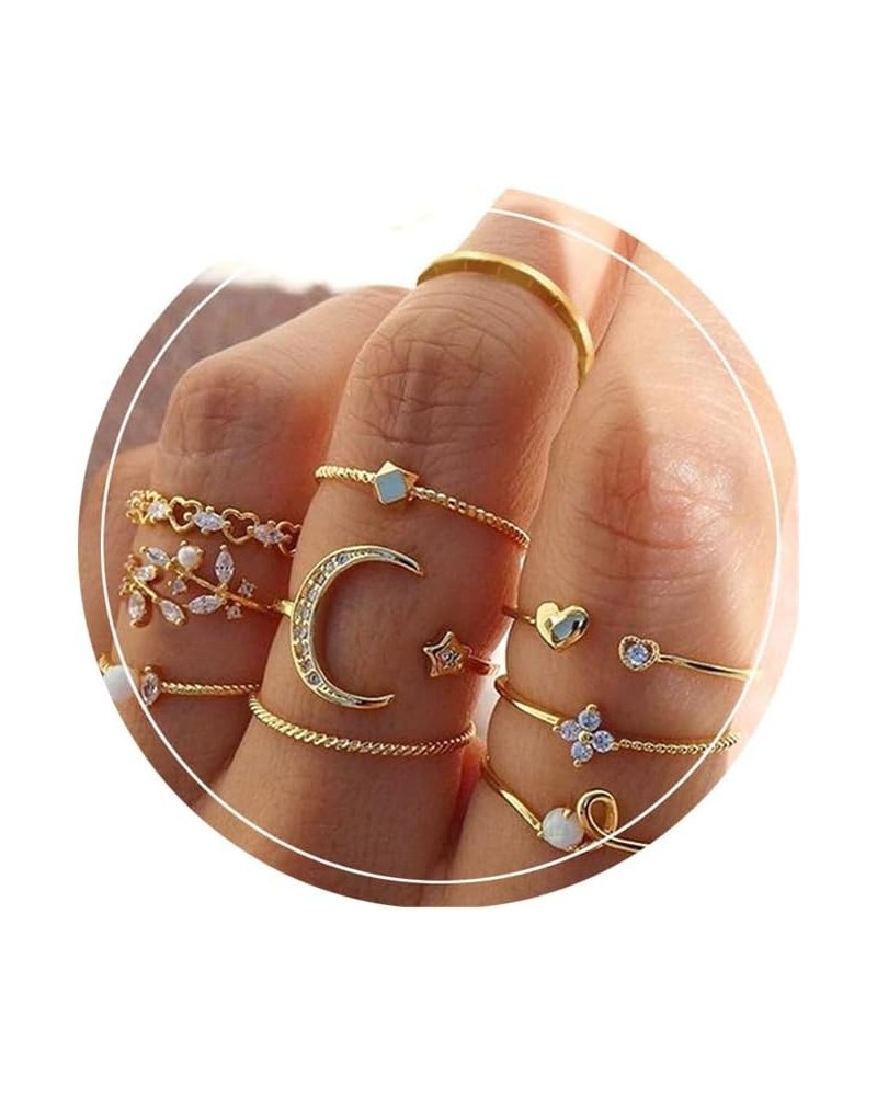 Boho Retro Stackable Rings Sets for Girls Women Knuckle Rings Set Midi Rings Gold Butterfly Rings Set Crystal Joint Finger Ri...