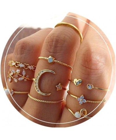 Boho Retro Stackable Rings Sets for Girls Women Knuckle Rings Set Midi Rings Gold Butterfly Rings Set Crystal Joint Finger Ri...