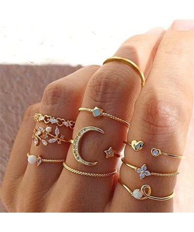 Boho Retro Stackable Rings Sets for Girls Women Knuckle Rings Set Midi Rings Gold Butterfly Rings Set Crystal Joint Finger Ri...