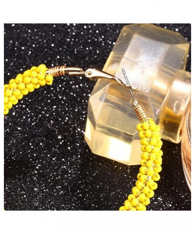 Beaded Hoop Earrings for Women Mixed Color Bead Dangle Earrings Bohemia Hoop Dangle Earring Studs for Girls C Yellow $8.95 Ea...