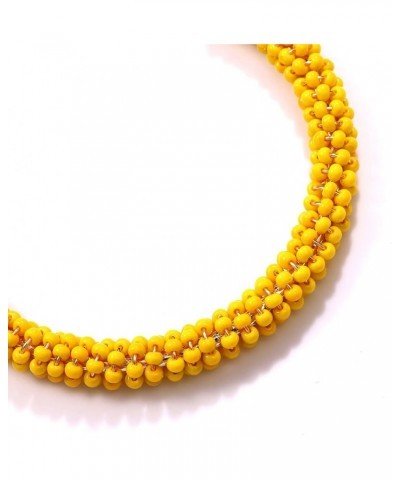 Beaded Hoop Earrings for Women Mixed Color Bead Dangle Earrings Bohemia Hoop Dangle Earring Studs for Girls C Yellow $8.95 Ea...