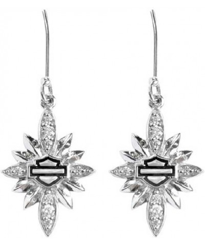 Harley-Davidson Womens Starburst Encrusted Bling Dangle Earrings, Silver HDE0452 $35.23 Earrings