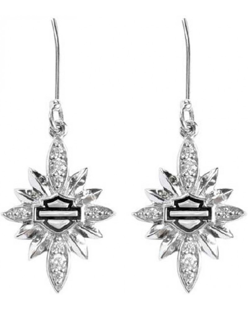 Harley-Davidson Womens Starburst Encrusted Bling Dangle Earrings, Silver HDE0452 $35.23 Earrings