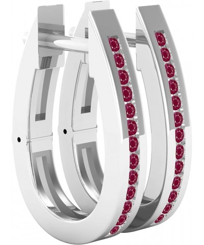 Ladies Hoop Earrings, Available in Various Round Diamonds, Gemstones & Metal in 10K/14K/18K Gold & 925 Sterling Silver Ruby i...