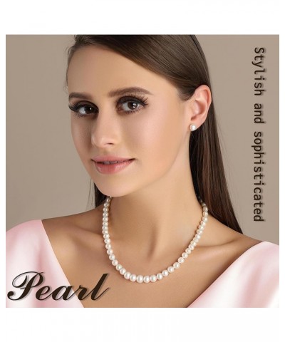 Freshwater Cultured Pearl Necklace Set - Sterling Silver Pearl Stud Earrings is a women's Jewelry set made from a combination...