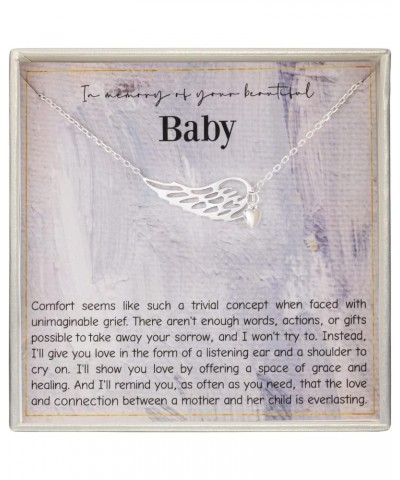 Miscarriage Gifts for Mothers,925 Sterling Silver Baby Angel Wing Heart Pendant Necklace,Baby Loss Memorial Gifts for Mothers...