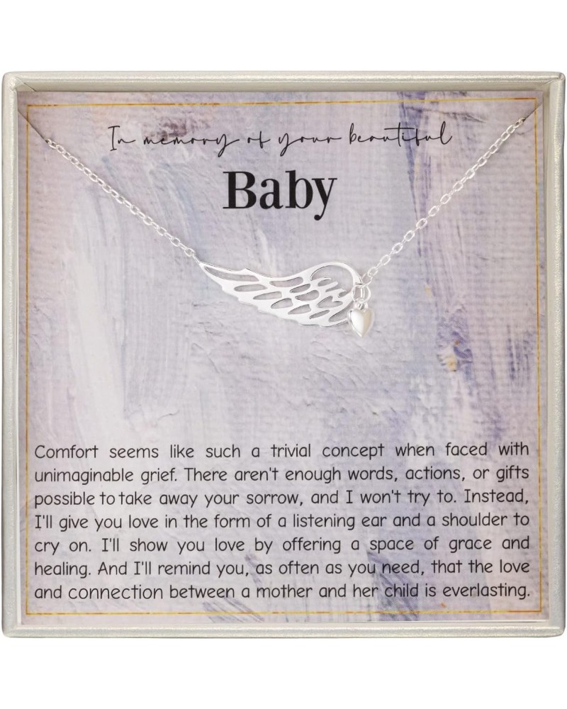 Miscarriage Gifts for Mothers,925 Sterling Silver Baby Angel Wing Heart Pendant Necklace,Baby Loss Memorial Gifts for Mothers...