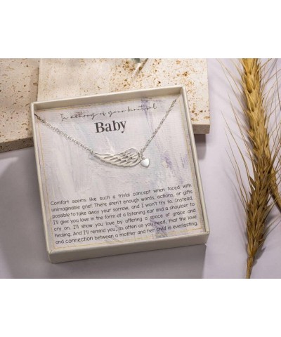 Miscarriage Gifts for Mothers,925 Sterling Silver Baby Angel Wing Heart Pendant Necklace,Baby Loss Memorial Gifts for Mothers...