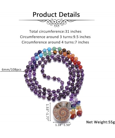 7 Chakra 108 Mala Beads Bracelet Necklace Women Amethyst Crystal Healing Stones Gemstone Yoga Meditation Buddhist Prayer Bead...