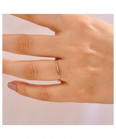 14k Solid Gold Stacking Rings for Women Thin Real Gold Dainty Rings Stackable Rings Colored Cubic Zirconia Rings Thin Everyda...