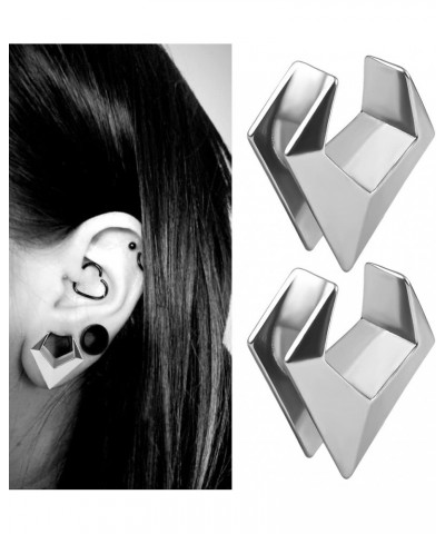 2PCS Rhombus Saddle Plugs Tunnels Hypoallergenic Stainless Steel 0g 2g Opening Ear Gauges Piercing Expander Stretchers Fashio...