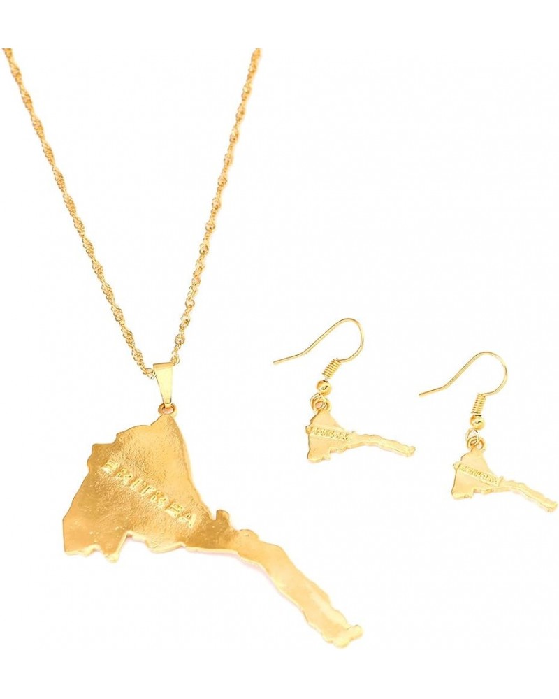 Eritrea Map Pendants Necklace Women Map Of Eritrea 24K Gold Jewelry African Necklace Ethiopia Eritrea Jewelry Set $8.40 Pendants