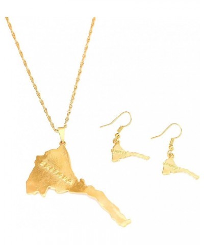 Eritrea Map Pendants Necklace Women Map Of Eritrea 24K Gold Jewelry African Necklace Ethiopia Eritrea Jewelry Set $8.40 Pendants