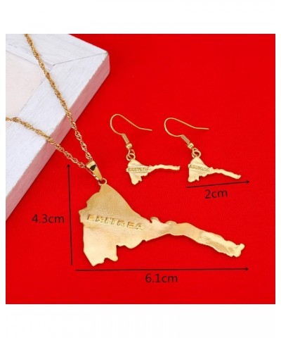 Eritrea Map Pendants Necklace Women Map Of Eritrea 24K Gold Jewelry African Necklace Ethiopia Eritrea Jewelry Set $8.40 Pendants