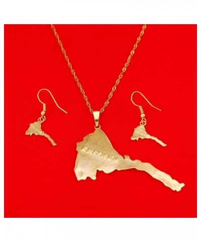 Eritrea Map Pendants Necklace Women Map Of Eritrea 24K Gold Jewelry African Necklace Ethiopia Eritrea Jewelry Set $8.40 Pendants