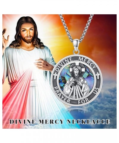 St Benedict/Jesus Crucifix/Divine Mercy Necklace 925 Sterling Silver Saint Patron Medal Necklace Jesus Pendant Cross Necklace...