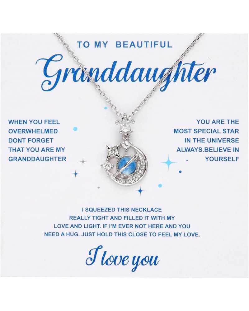 To My Beautiful Granddaughter Necklace Cubic-Zirconia Moon and Star Necklace For Granddaughter Birthday Graduation Gift to my...