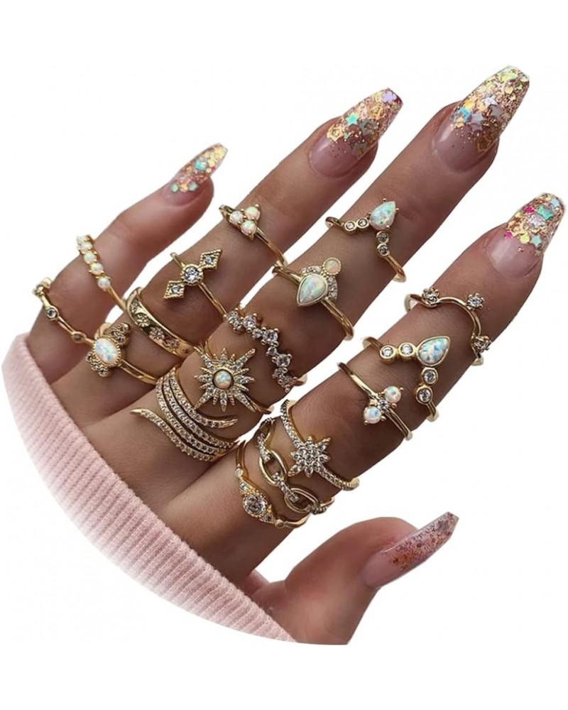 Gold Rings for Women Non Tarnish Teen Girl Gifts Trendy Stuff Stackable Rings for Teen Girls Boho Knuckle Rings Set Midi Pink...