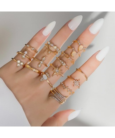 Gold Rings for Women Non Tarnish Teen Girl Gifts Trendy Stuff Stackable Rings for Teen Girls Boho Knuckle Rings Set Midi Pink...