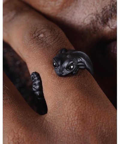 Knob Tail Gecko Ring Black Rings Lizard Gecko Rings Animal Jewelry Gift for Women Men Reptile Lovers 10 $13.58 Rings