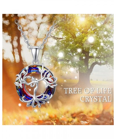 Tree of Life Necklace S925 Sterling Silver Crescent Moon Necklaces Opal Cubic Circonia Pendant Abalong Shell Jewelry Gift for...