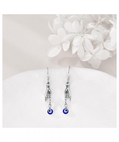 Italian Hand Earrings for Women 925 Sterling Silver Evil Eye Dangle Earrings Cornicello and Mano Cornuto Good Luck Protection...