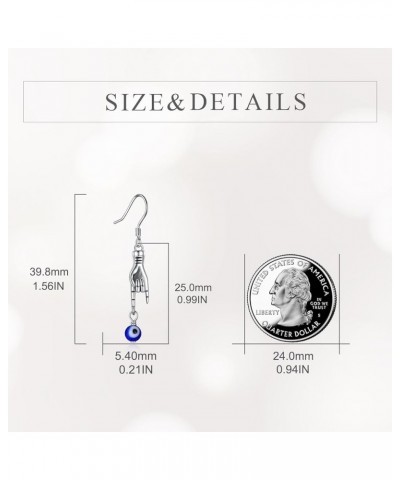 Italian Hand Earrings for Women 925 Sterling Silver Evil Eye Dangle Earrings Cornicello and Mano Cornuto Good Luck Protection...