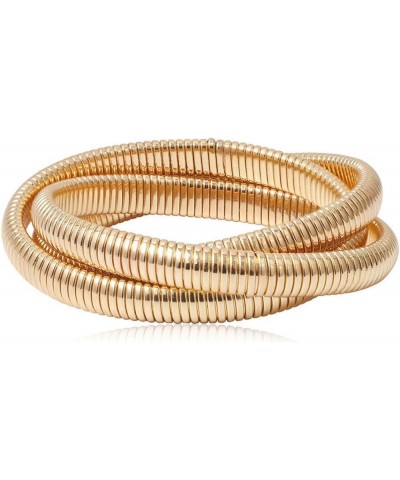 Unique Chunky Gold Bracelet Boho Triple Wrap Bracelets Snake Chain Interlocking Omega Stretch Bracelet D-triple gold $6.19 Br...