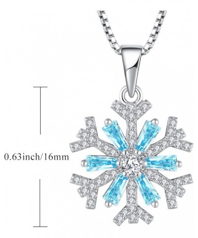 Snowflake Pendant Necklace 925 Sterling Silver Jewelry Gift for Women Aquamarine $22.00 Necklaces