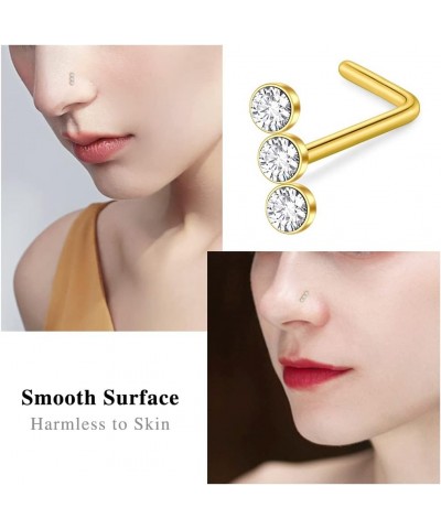 20G Nose Studs Nose Rings Hoop Surgical Steel CZ Opal Nose Rings Piercings Hoop Jewelry Various Style and Color Style D - 18P...