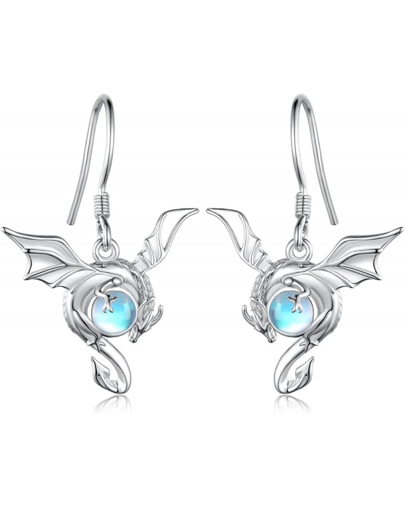 Dragon Earrings for Women 925 Sterling Silver Moonstone Dragon Earrings Dragon Jewelry Gifts for Girls Mom Daughter Dragon Ea...