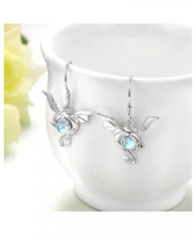 Dragon Earrings for Women 925 Sterling Silver Moonstone Dragon Earrings Dragon Jewelry Gifts for Girls Mom Daughter Dragon Ea...