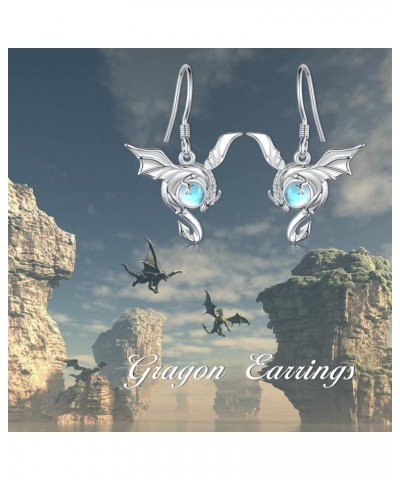 Dragon Earrings for Women 925 Sterling Silver Moonstone Dragon Earrings Dragon Jewelry Gifts for Girls Mom Daughter Dragon Ea...