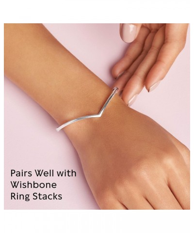 Jewelry Polished Wishbone Bangle Sterling Silver Bracelet, 6.9", With Gift Box $42.40 Bracelets